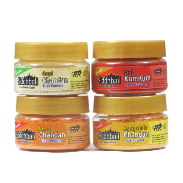 Kesar Chandan Ashtagandha Gopi Chandan KumKum Tika Powder Combo Pack of 4
